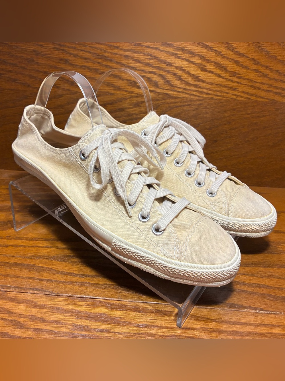 Converse All Star Low Profile Leather Insole Canvas Toe Sneakers Cream Men’s 11 - Picture 3 of 16
